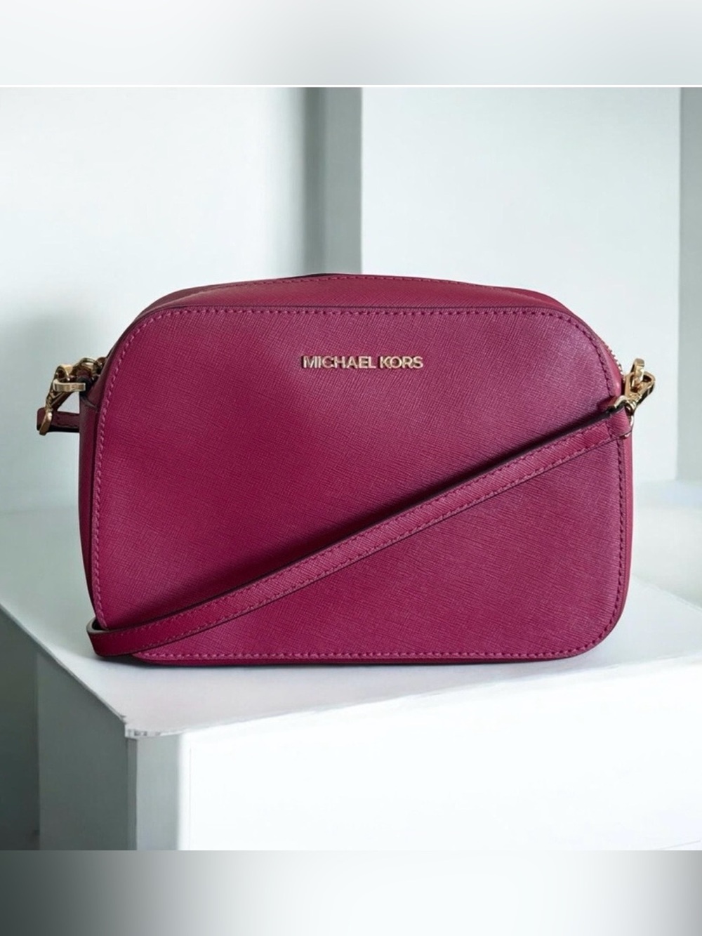 Michael Kors Magenta Crossbody Bag with Gold Hardware EUC!!